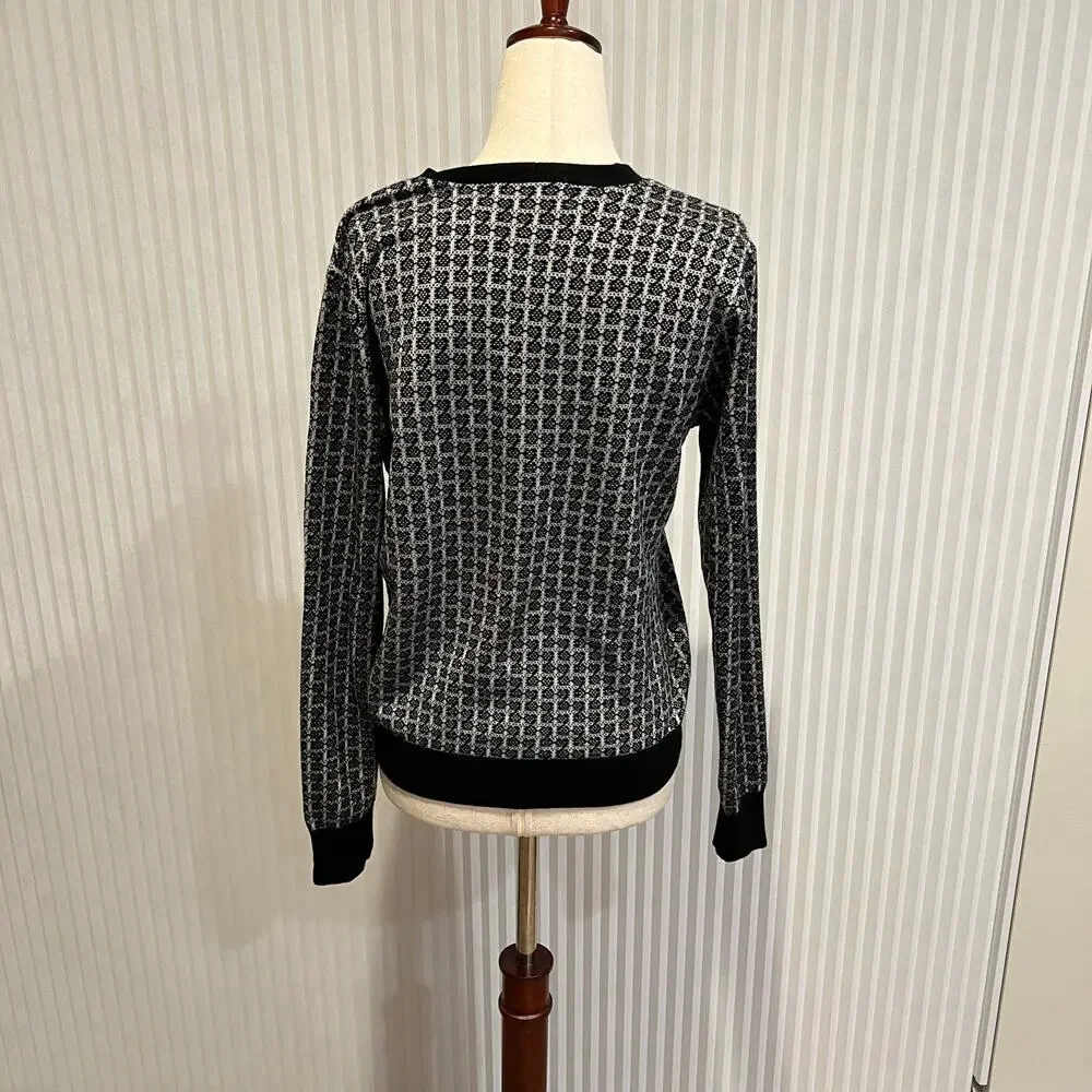 ROSETA GETTY Women's Jacquard Cardigan With Contrast Trim Size S - Picture 5 of 11